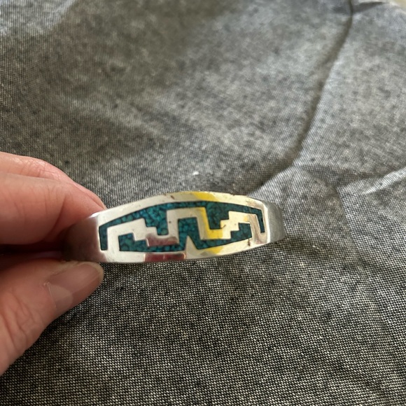 Silver and Teal Geometric Jewelry Set - Picture 4 of 5